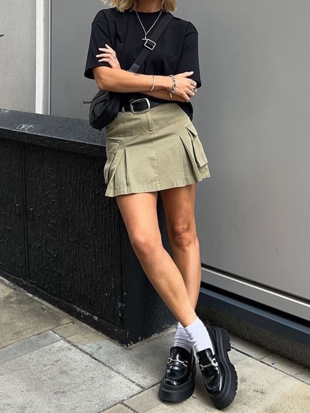 ONLY pleated cargo mini skirt